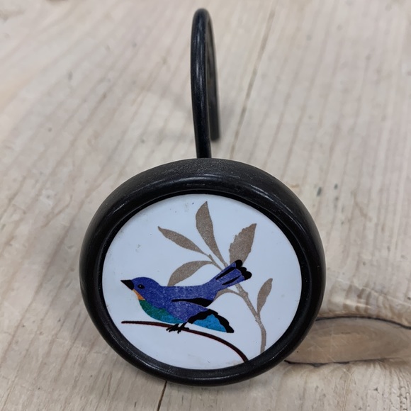 Bird Shower Curtain Hooks / Hangers- Decorative- Brown Metal Set of 12-Bluebird - Picture 5 of 11